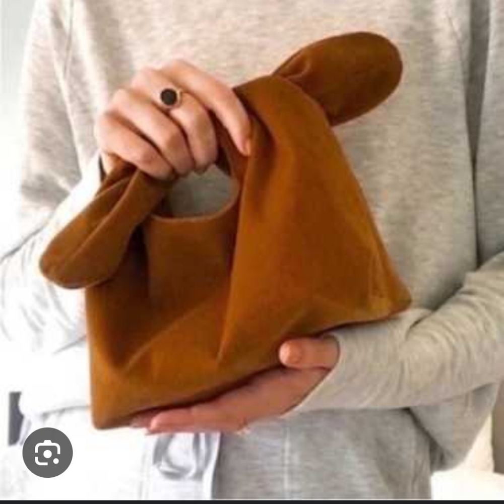 Merit Beauty Signature Bag Limited Edition Tan Corduroy Tie Top Boho Mini Pouch